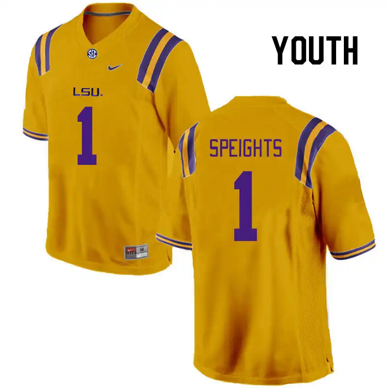 Youth LSU Tigers Omar Speights #1 Gold NCAA Football Jersey